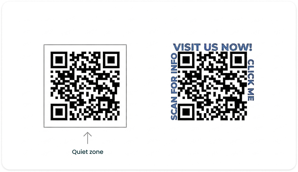QR code quiet zone and proper spacing design example