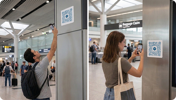 QR code placement examples for high scan rate locations
